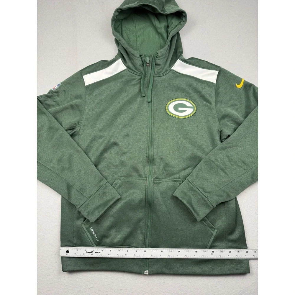 Nike Green Bay Packers Hoodie Mens L Full Zip Sweatshirt NFL Football Therma-Fit